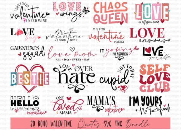 Download Boho Valentine Quotes SVG PNG DXF Bundle - Quote Collection