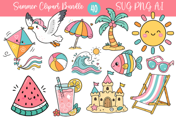 Download 40 Summer Clipart Bundle SVG PNG AI PDF - Pdf Collection
