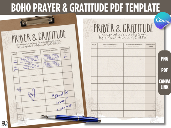 Download Boho Prayer &amp; Gratitude PDF Template - Pdf Collection
