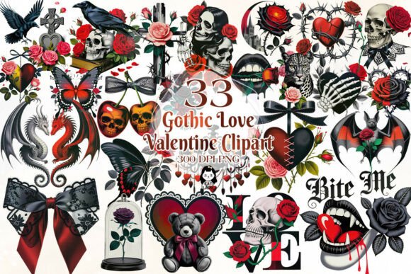Download Gothic Love Valentine's Day Clipart - Premium Bundle