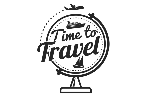Download Time to Travel Black Stamp. World Trip L - Premium Resources