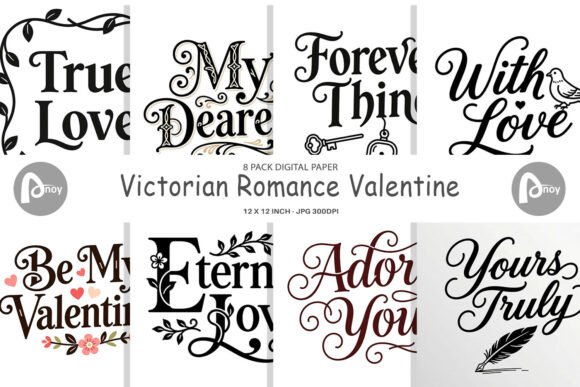 Download Victorian Valentine Quotes Digital Paper - Quote Collection