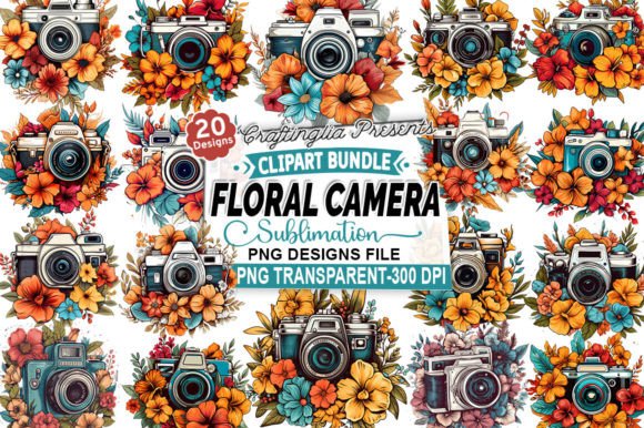 Download Flower Camera Sublimation Clipart Bundle - Camera Collection